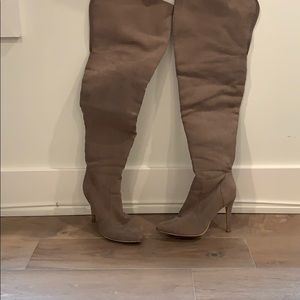 Knee high taupe boots
